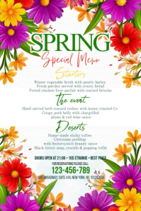 White Spring Menu Poster template