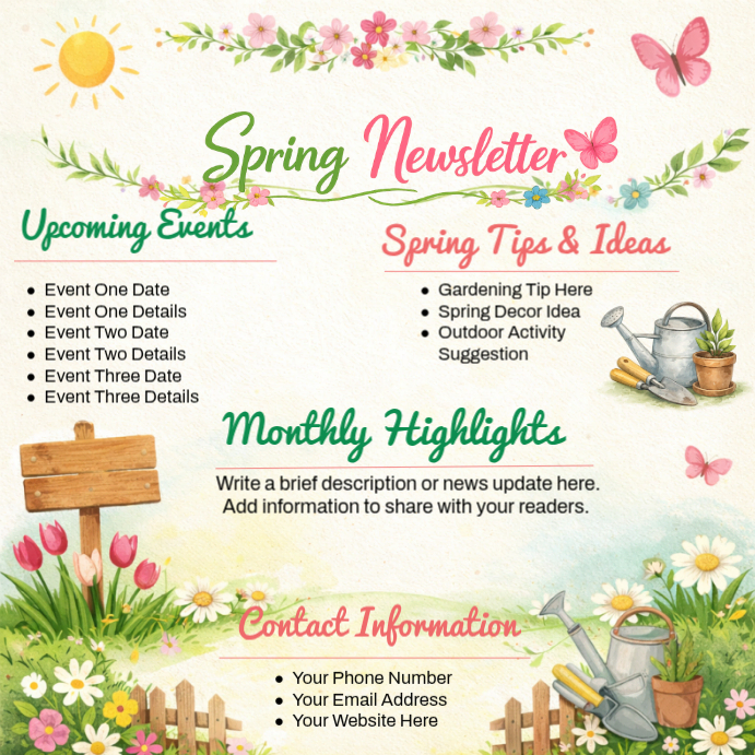 White Spring Newsletter Instagram Post Template | PosterMyWall
