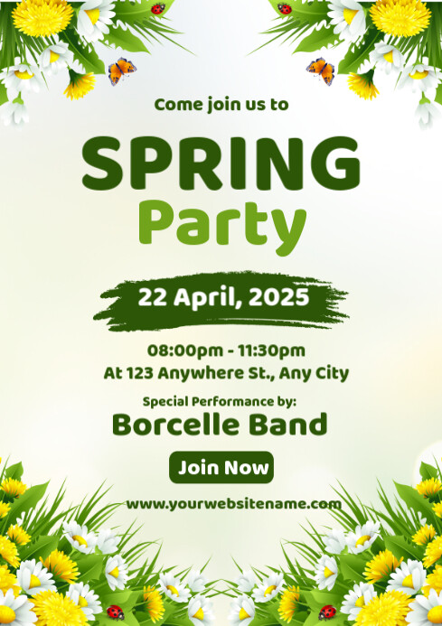 White Spring Party A4 template