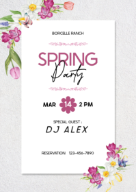 White Spring Party A6 template