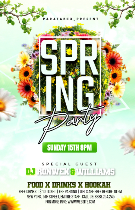 Copy of White Spring Party Invitation Template Tabloid | PosterMyWall