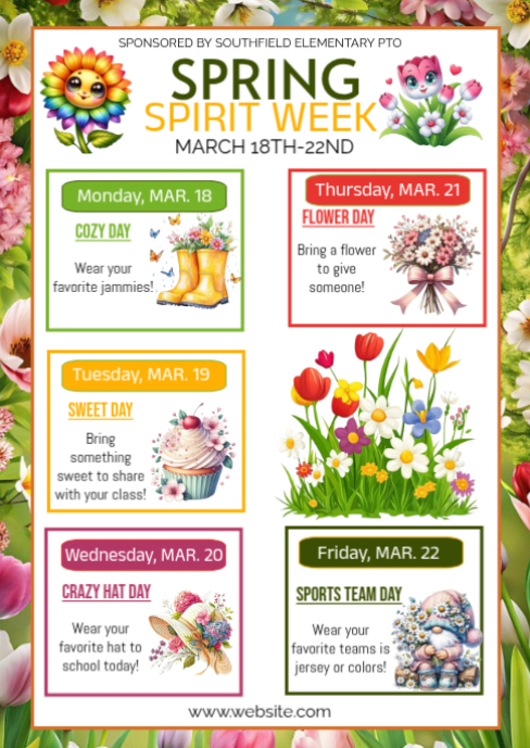 Copy of White spring School Spirit Week A6 | PosterMyWall