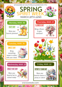 White spring School Spirit Week A6 template
