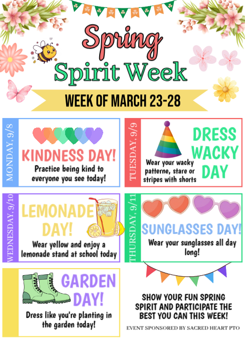 White Spring Spirit Week A4 Template | PosterMyWall