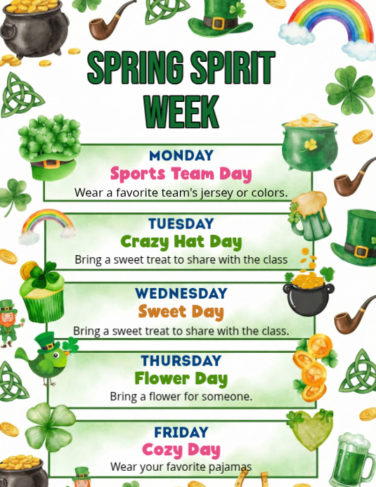 White Spring Spirit Week Flyer Template | PosterMyWall