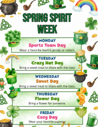 White Spring Spirit Week Flyer template