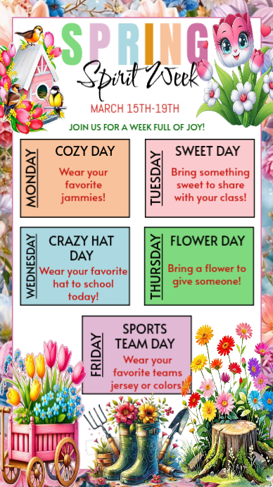 Spring Spirit Week Template | PosterMyWall