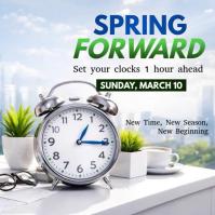 White Spring Time Change Announcement Flyer/daylight Savings  Instagram Post template