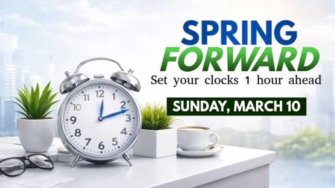 White Spring Time Change Announcement Post / Daylight Savings Digital ...