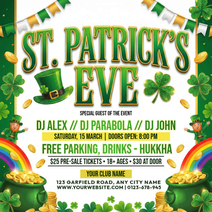 White St Patricks Day Instagram Post Template | PosterMyWall