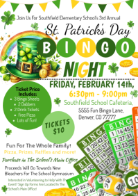 White St. Patrick's Day Bingo Night A4 template