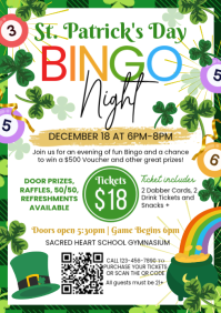 White St. Patrick's Day Bingo Night A4 template