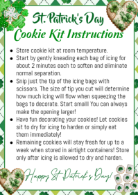 White St. Patrick's Day Cookie Kit Instructions A4 template