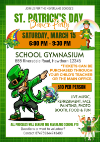 White St. Patrick's Day Dance Party A4 template