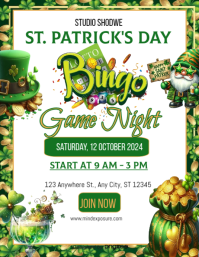 White St. Patrick's Day Game Night Flyer Volante (Carta US) template