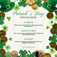 White St. Patrick's Day Menu Instagram Post Instagram-opslag template