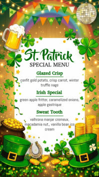 White St. Patrick's Day Menu Instagram Story template