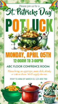 White St. Patrick's Day Potluck Instagram Story template