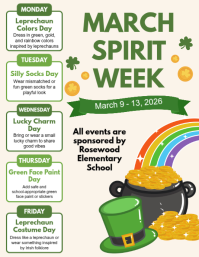 White St. Patrick's Day Spirit Week Flyer Volante (Carta US) template