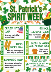 White St. Patrick's Spirit Week A4 template