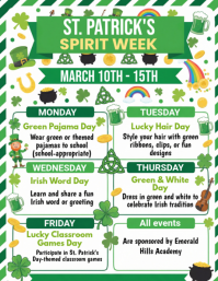 White St. Patrick's Spirit Week Flyer template