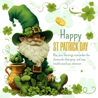 White St. Patrick’s Day Wishes Square (1:1) template