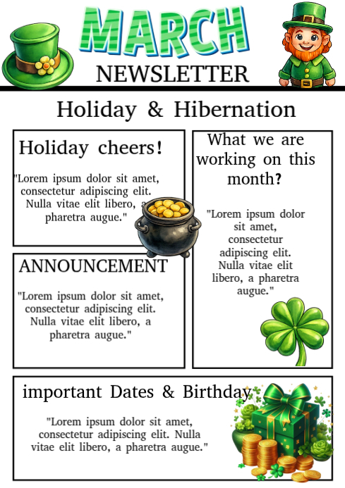 White St. Patrick's Day Newsletter A3 Template | PosterMyWall