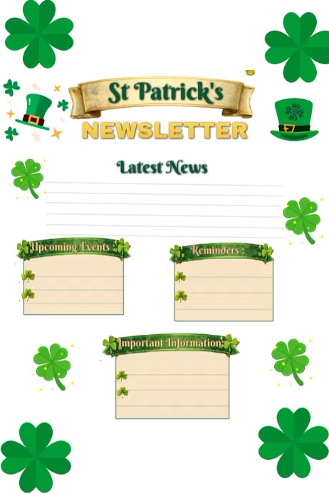 White St. Patrick's Day Newsletter Poster Video Template | PosterMyWall