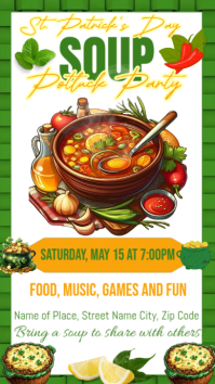 White st. patricks Soup Potluck Party Instagram Story Indaba yaku-Instagram template