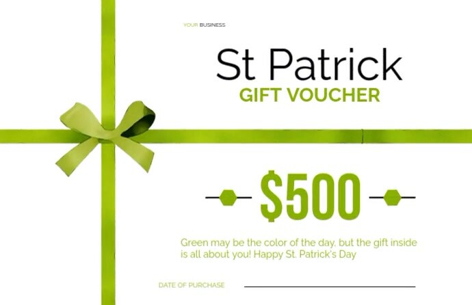 White St. Patrick’s Day Voucher Tabloid template