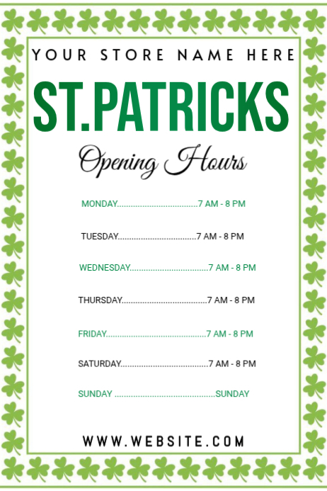 Store Opening Hours Posters Template | PosterMyWall