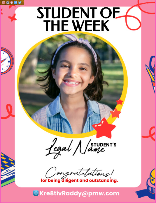 Student Of The Week Poster Template Graduate Student Appreciation Week