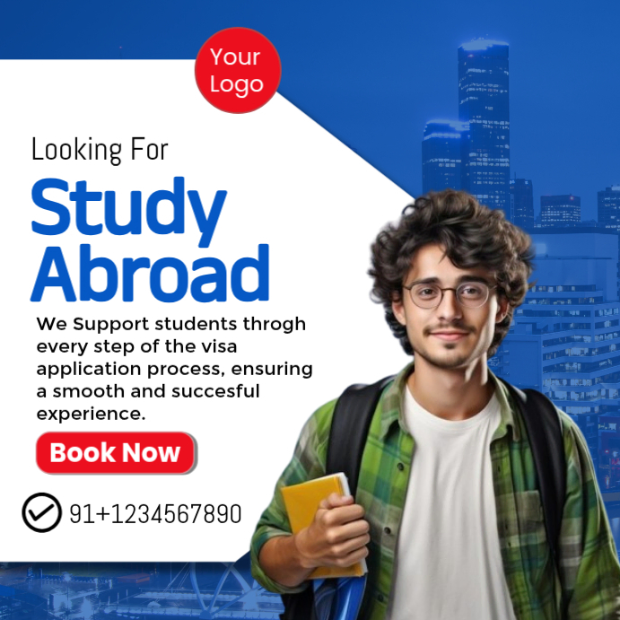White Study Abroad Instagram Post Template | PosterMyWall
