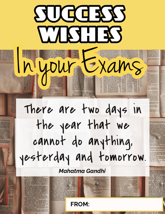 Success Card Message Examples White Success Wishes In Your Exams Card Desig Template | PosterMyWall