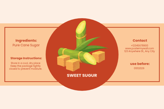 White Sugar Label Labels Template | PosterMyWall