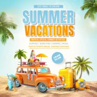 White Summer Break Instagram Post Wpis na Instagrama template