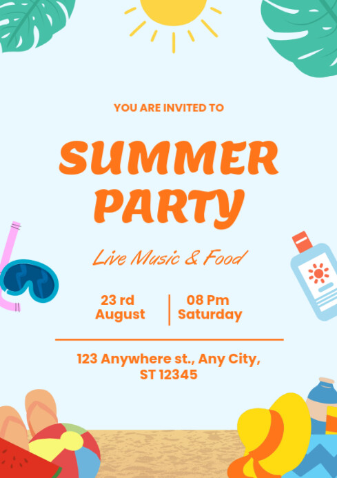 White Summer Party A4 template