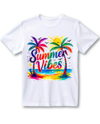 White Summer vibes beach 3d T-Shirt mockup Design round neck short sleeved  men and women print desi Instagram Portrait template