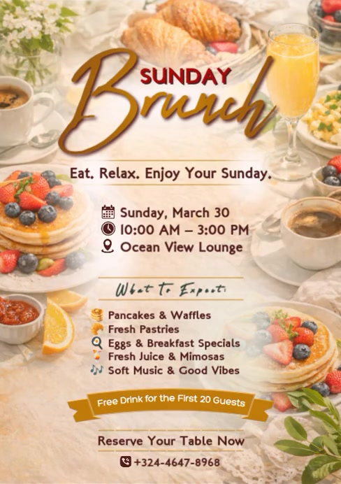 Copy of White Sunday Brunch Flyer A4 | PosterMyWall