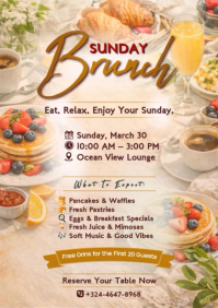 White Sunday Brunch Flyer A4 template