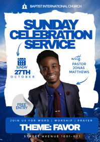 White Sunday Celebration Service Flyer  A3 template