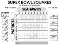 White Super Bowl Squares Flyer template