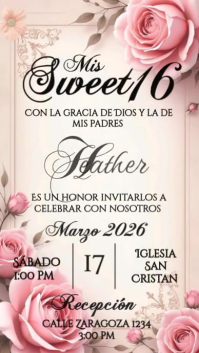 White Sweet 16 Invitation Digitalt display Template