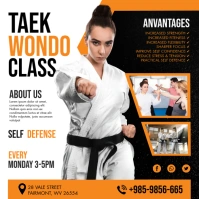 White Taekwondo Classes Instagram Post Templa template