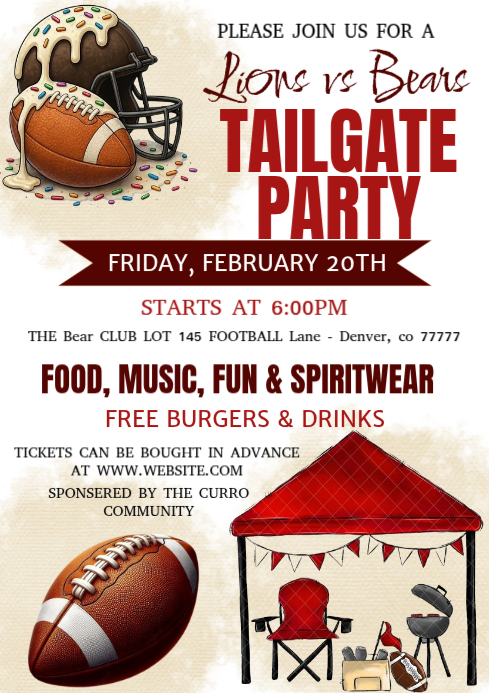 White Tailgate Party invitation A4 Template | PosterMyWall