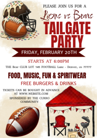 White Tailgate Party invitation A4 template