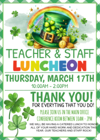 White Teacher & Staff Luncheon A6 template