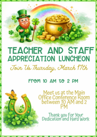 White Teacher and Staff Appreciation Luncheon A4 template