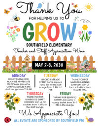 White Teacher and Staff Appreciation Week Flyer template