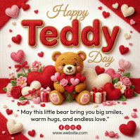 White Teddy Day Celebration Instagram Post template
